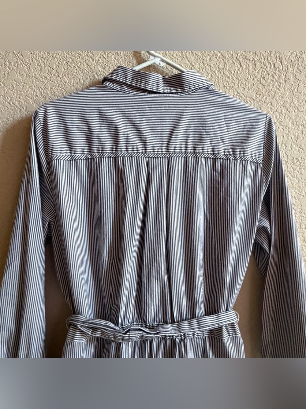 J.Crew Striped Shirt Dress-Women’s 12-Tie Waist-Button Front Long Sleeve Office - Picture 7 of 9